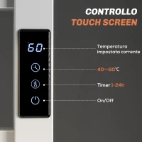 HOMCOM Scaldasalviette Elettrico Smart a 10 Barre con Timer e Display LCD, in Acciaio Inox, 45x11x80 cm, Bianco(m-5)