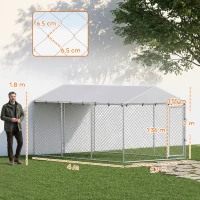 PawHut Împrejmuire pentru Câini cu Acoperiș Impermeabil, 4x2,3x2 m, Argintiu(m-3)