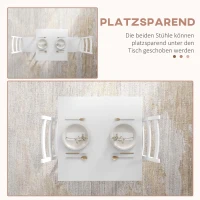 HOMCOM 3-delig Eettafelset Eetgroep Tafel met Stoelen, Grenenhout, Wit(m-5)