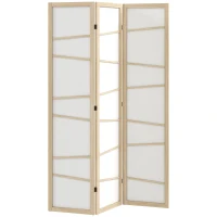 HOMCOM Wooden Folding Privacy Screen, 3 Panel Room Divider for Bedroom, Natural Wood Finish(m-11)
