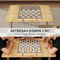 SPORTNOW Tablă de Șah Pliabilă pentru Șah și Dame cu Compartimente, din Lemn și Metal, 38.5x38.5x2.8 cm, Alb și Negru(m-4)