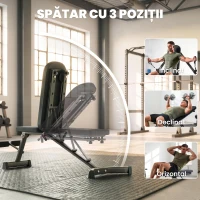 SPORTNOW Bancă Reglabilă cu Benzi de Rezistență, Pliabilă, Înclinată/Declinată/Orizontală(m-5)
