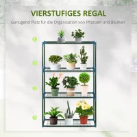Outsunny plantenrek, set van 2, elk met 4 planken, gecombineerd of afzonderlijk te gebruiken, staal, groen, 70 x 27 x 110 cm(m-5)
