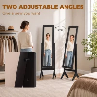 HOMCOM Freestanding Adjustable Angle Dressing Mirror, Full Length Mirror for Bedroom, Living Room, 148 x 47 cm, Black(m-4)