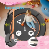 Trampoline pour tout-petits, Anti‑basculement‑Design, pliable, peu encombrant, idéal pour les enfants de 1 à 6 ans, Dimensions 91L x 91l x 81H cm, 91x91x81 cm, Noir(m-6)