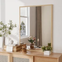 HOMCOM Espelho de Casa de Banho 70x90 cm Espelho de Parede Decorativo para Sala Entrada Corredor Horizontal ou Vertical Madeira(m-2)