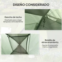 Outsunny Tienda de Camping para 2-3 Personas Impermeable Fácil Instalación y Bolsa de Transporte Incluida 200x200x135 cm Verde(m-7)