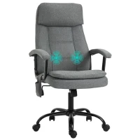 Vinsetto Fauteuil de bureau massant fauteuil bureau ergonomique confortable siège hauteur réglable tissu lin gris(m-1)