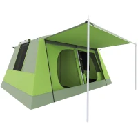 Outsunny Kampeertent 2 slaapcabines koepeltent familietent 4-8 personen 410 x 310 cm(m-1)