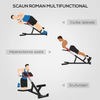 SPORTNOW Scaun Roman Reglabil pe Înălțime cu Tapițerie Groasă, din Oțel și PU, 126x70x67-84 cm, Negru(m-4)