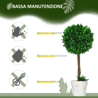 HOMCOM Set 2 Piante Finte Alberi di Bosso da Interno ed Esterno con Vaso, Ø28x60cm(m-5)