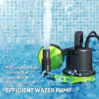 Outsunny 400W Submersible Water Pump for Dirty/Clean Water, 9000L/H Electric Sump Pump with Float Switch, Drain Water from Garden Pond, Hot Tub, Ditches, Portable and Lightweight(m-4)