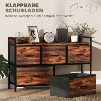 HOMCOM Ladekast met Opvouwbare Stoffen Lades, Melaminehout, Stalen Frame, Bruin(m-6)
