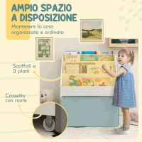 AIYAPLAY Libreria per Bambini 3-8 Anni a 3 Ripiani con Cassetto Inferiore, in MDF, 62.5x30x70 cm, Bianco(m-4)