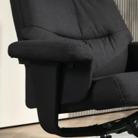 HOMCOM Relaxfauteuil met Voetenbank, Gestoffeerde TV-stoel met Lig- en Schommelfunctie, Draaibare Loungestoel in Fluwelen Look, voor Woonkamer en Slaapkamer, Zwart(m-9)