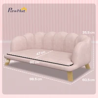 PawHut Huisdierensofa voor Middelgrote en Grote Honden tot 25 kg, Stevig Hout, Gepolsterd, Roze(m-3)