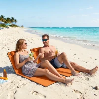 Outsunny Set of Two Metal Frame Beach Chairs, with Reclining Backs - Orange(m-14)