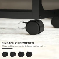HOMCOM Bijzettafel, bureau en nachtkastje, in hoogte verstelbaar, 4 wielen, metalen frame(m-5)