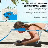 Outsunny Tuinligstoel, Ligstoel met Gewatteerde Gezichtsopening, Massage-Ligstoel voor Buiten, Zijvak, Stof, Metaal, Blauw(m-5)