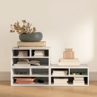 HOMCOM Dulap Mobil pentru Imprimantă de Birou cu 3 Rafturi Deschise pe 2 Niveluri, 47x40x22,5 cm, Alb(m-6)