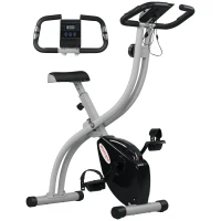 SPORTNOW Vélo d'appartement pliant, vélo de fitness, 8 niveaux de résistance magnétique, selle réglable, écran LCD, acier gris(m-11)