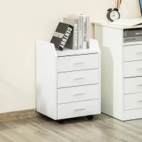 Vinsetto Caisson de bureau rangement sur roulettes 4 tiroirs coulissants MDF et panneaux de particules dim. 40L x 36l x 65H cm blanc(m-7)
