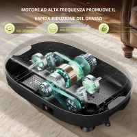 Piattaforma vibrante, 5 programmi (incluso HIIT) + elastici di resistenza, 50,8x35,6x12,7 cm, Nero(m-8)