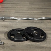 SPORTNOW Halterschijf, 2-delige Set, 15 kg per Schijf, Drie Handgrepen, Vloerbeschermende Rubberen Jas, Metaal(m-8)