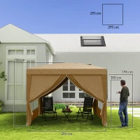 Outsunny Gazebo da Esterno 3x3 m Pieghevole con 4 Pannelli Laterali, in Acciaio e Tessuto Oxford Cachi(m-3)