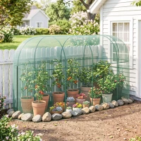 Outsunny Vogelbeschermingsnet, metalen frame, ritssluitingdeur, eenvoudig opzetten en afbreken, 3 x 1 x 1,5 m, groen(m-8)