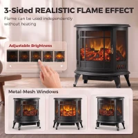 HOMCOM Electric Fireplace Stove, Freestanding Electric Fire Heater with Realistic LED Flame, 2000W, Black(m-4)