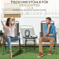 Outsunny Weerbestendige Metalen Bistroset 3-delig met Inklapbare Glastafel en Tuinstoelen - Bruin(m-5)