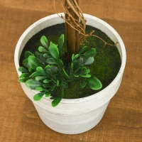 HOMCOM Set 2 Piante Finte Alberi di Bosso da Interno ed Esterno con Vaso, Ø28x60cm(m-9)