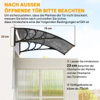 Outsunny Voordak, voordeuroverkapping, overkapping voor ingangen en ramen, 100L x 75B x 23H cm, Zwart(m-7)