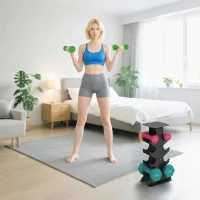 SPORTNOW Hex Dumbbells Set with Dumbbell Rack, Non Slip Hand Weights for Home Gym Strength Training, 2 x 1kg, 2 x 3kg, 2 x 5kg(m-8)