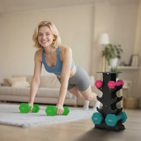 SPORTNOW Hex Dumbbells Set with Dumbbell Rack, Non Slip Hand Weights for Home Gym Strength Training, 2 x 1kg, 2 x 3kg, 2 x 5kg(m-10)