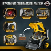 AIYAPLAY Set Officina Escavatore Giocattolo per Bambini 3-6 Anni con Motore e 68 Accessori, Giallo(m-4)