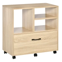 Vinsetto Mobile Multiuso per Ufficio Porta Stampante con 5 Ruote e Ripiano Regolabile, 77x40x73cm - Legno(m-1)