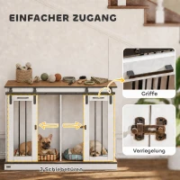 PawHut Hondenbench met 2 Deuren, Hondenbox, Transportbox voor Honden, Rustiek Ontwerp, Vergrendelbaar, Wit(m-6)