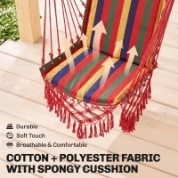 Outsunny Hammock Chair Swing Colourful Striped Tree Hanging Seat Porch Indoor Outdoor Fabric Garden Furniture(m-5)
