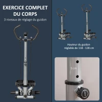 HOMCOM Stepper avec guidon réglable en hauteur, écran LCD, pour appartement, bureau, salon, salle de sport, argent et noir(m-4)