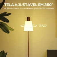 HOMCOM Candeeiro de Pé LED Regulável com Ecrã Giratório 350° 3 Temperaturas de Cor 3000K/4000K/6500K 45x21x148 cm Branco e Dourado(m-5)