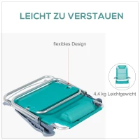 Outsunny 2-delige set inklapbare campingstoelen met 6-voudig verstelbare rugleuning en hoofdsteun, 62 x 65 x 80 cm, turquoise(m-7)