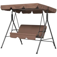 Outsunny Hollywoodschommel Tuinschommel 3-Zitter, weerbestendig, verstelbaar dak, 172 x 110 x 153, Bruin(m-10)