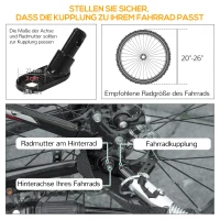 HOMCOM Fietskar Aanhangwagen voor fiets 40 kg laadvermogen Transportkar Handkar Trekhaak Staal Zwart 139 x 71,5 x 49 cm(m-7)