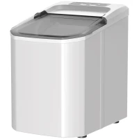 HOMCOM Máquina de Hielo Autolimpiable 12 kg/24H 9 Cubitos Listos en 7 Minutos 2 Tamaños de Hielo 1,5L Depósito Blanco(m-11)
