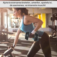 HOMCOM Set Gantere cu Greutăți de 20 kg (4x2.5 kg, 4x1.5 kg) cu 8 Discuri și 2 Gantere de 2 kg, 43x18x7.5 cm, Negru(m-7)