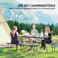 Outsunny Campingbank, Kunststof Buitenbank, Draagvermogen 240 kg, Zwart(m-4)