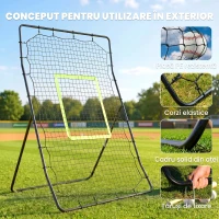 HOMCOM Rebounder pliabil pentru fotbal și baseball cu zonă de precizie, din PE și metal, 123x90x174 cm, negru(m-4)
