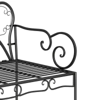 Outsunny Metal Garden Bench Loveseat with Slatted Seat, Black(m-11)